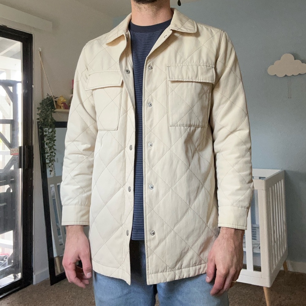 Men's Cream Quilted Jacket